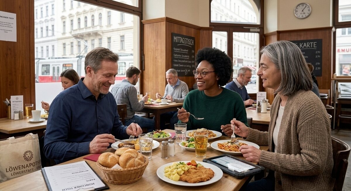 Bildimpuls: Gemeinsam essen im Restaurant oder in der Kantine