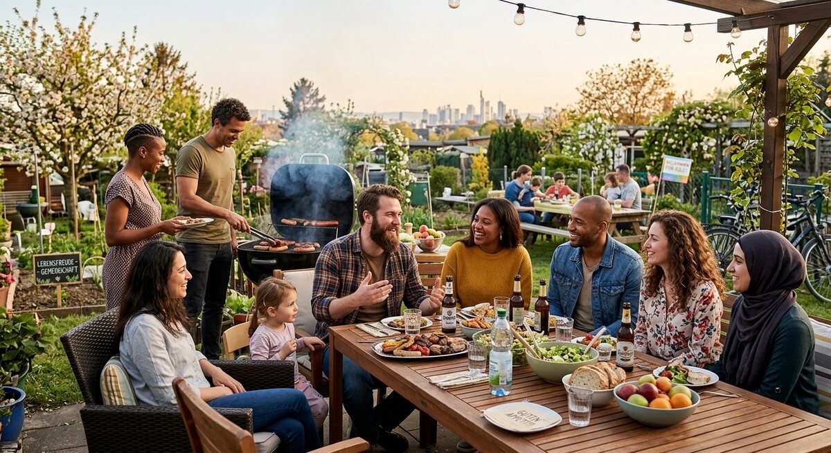 Bildimpuls: Freizeit mit Freunden im Café oder beim Grillen