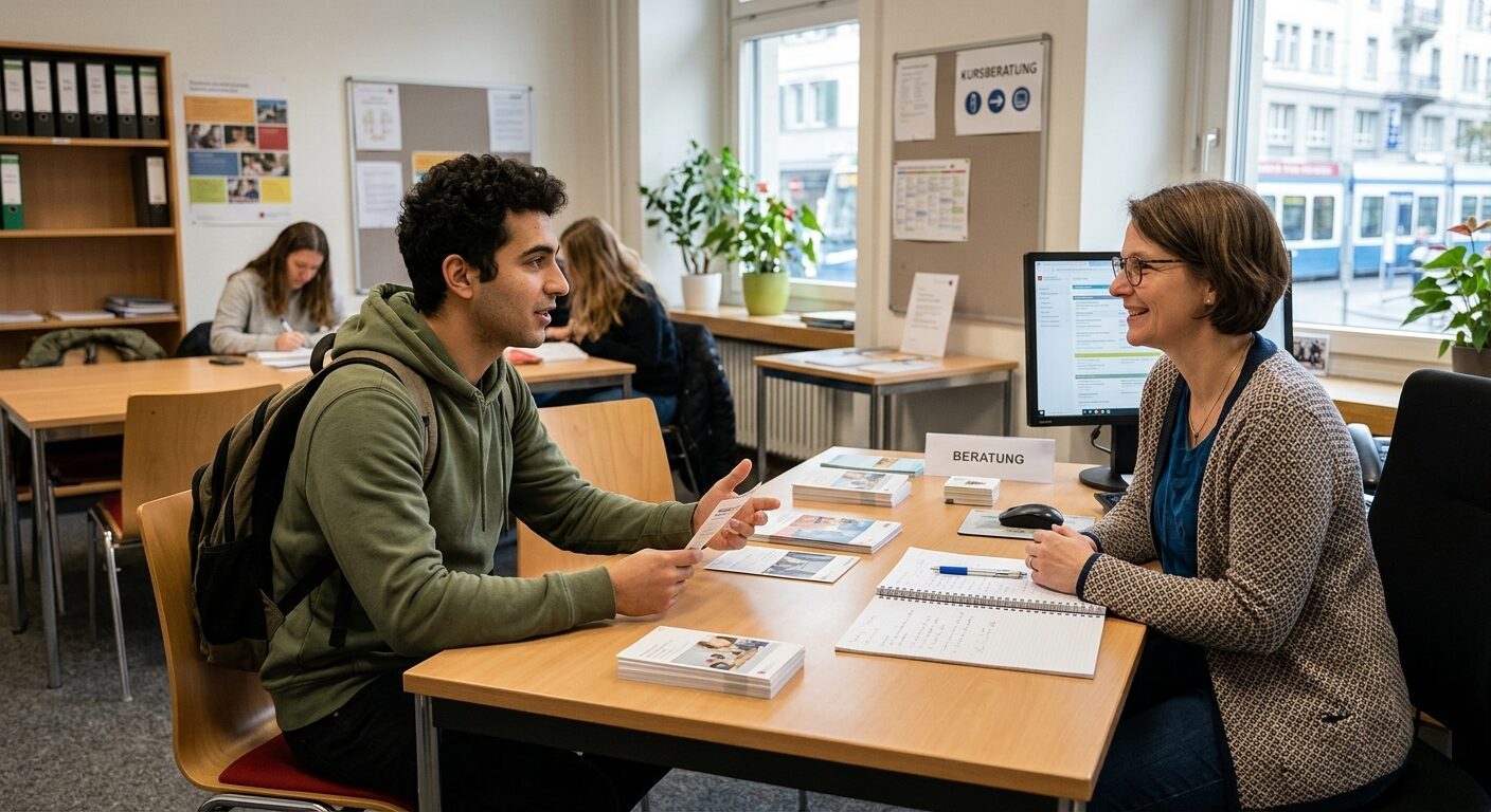 Bildimpuls zu Set 2: Informationen zu einem Kurs fragen · Bild