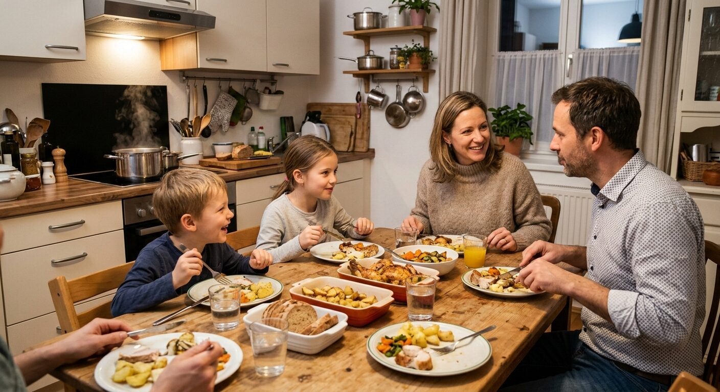 Bildimpuls zu Familie beim Essen / in der Küche